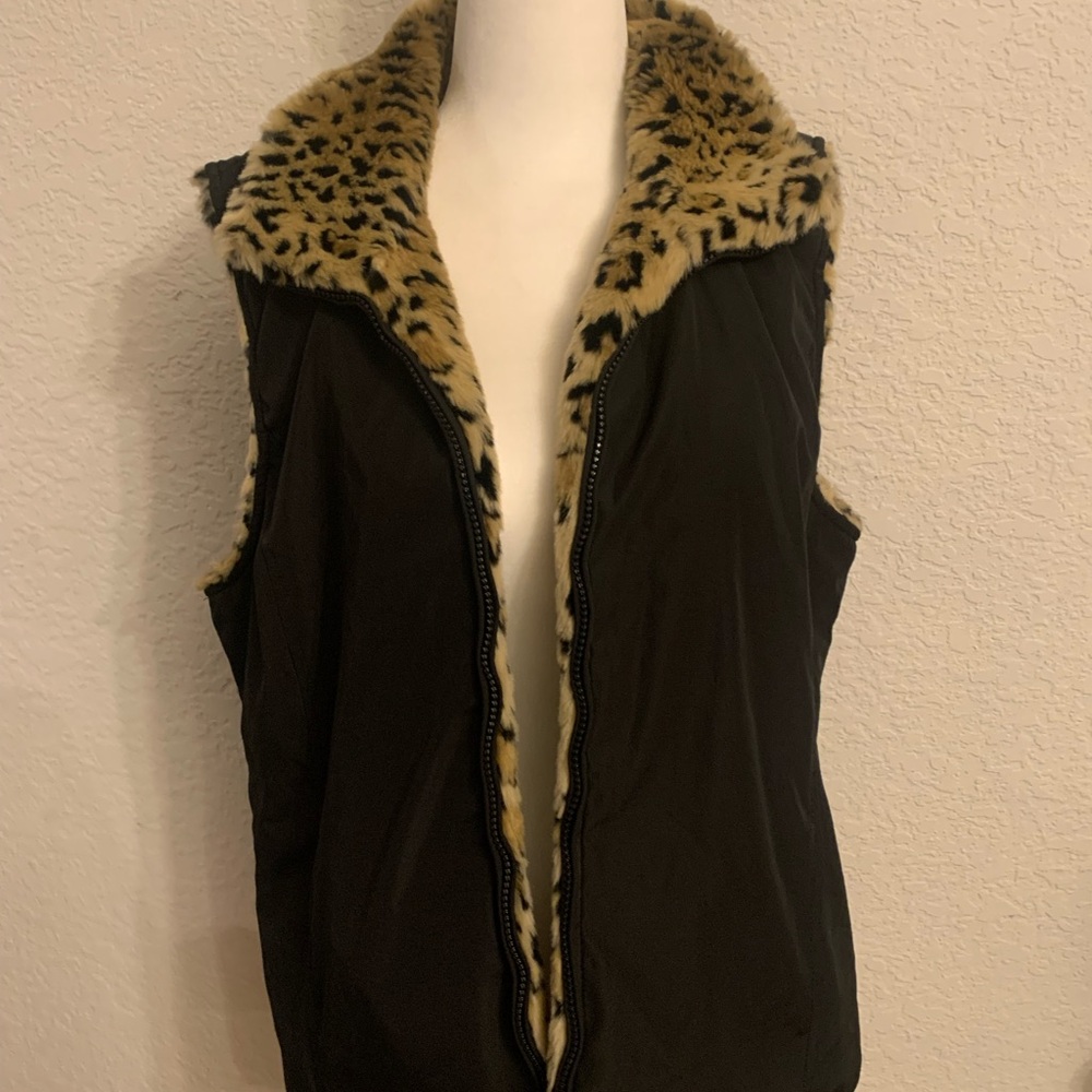 Kristen Blake Black and Tan Vest with Classic Design